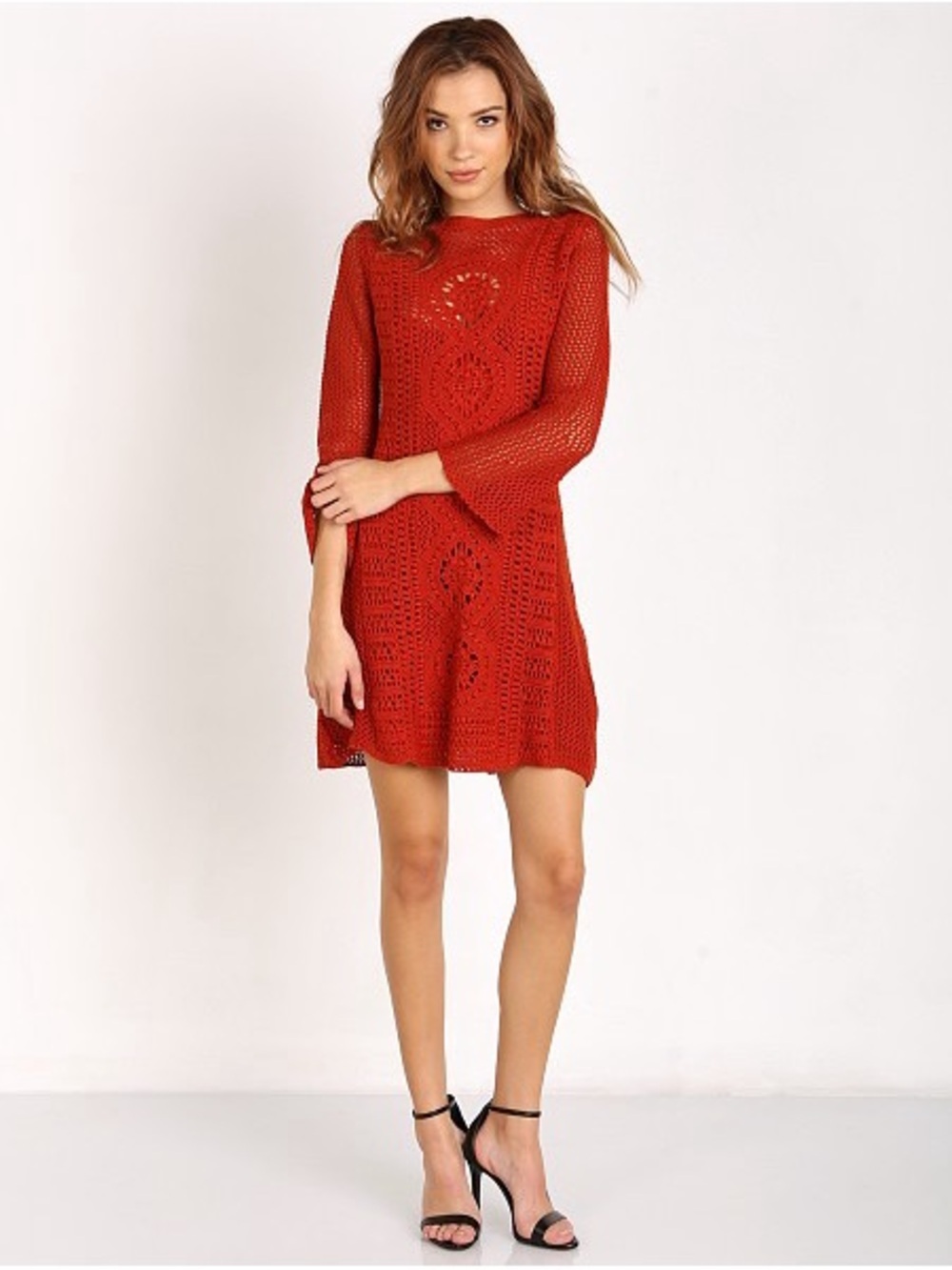 Free People Rosalind Swit Dress Burnt Orange